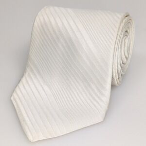 Palatina Diagonal Striped 100% Silk Neck Tie 3.5 x 59 Cream White USA Made Mens